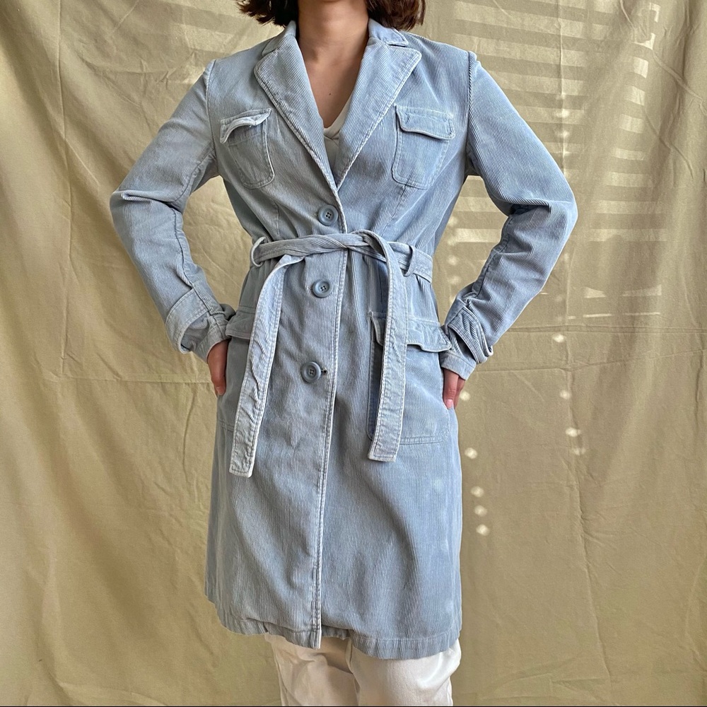 Powder Blue Corduroy Trench Coat 💨